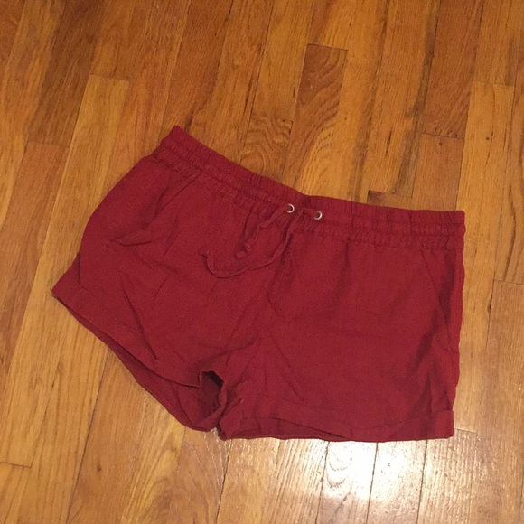 Red Linen Shorts - Picture 1 of 2